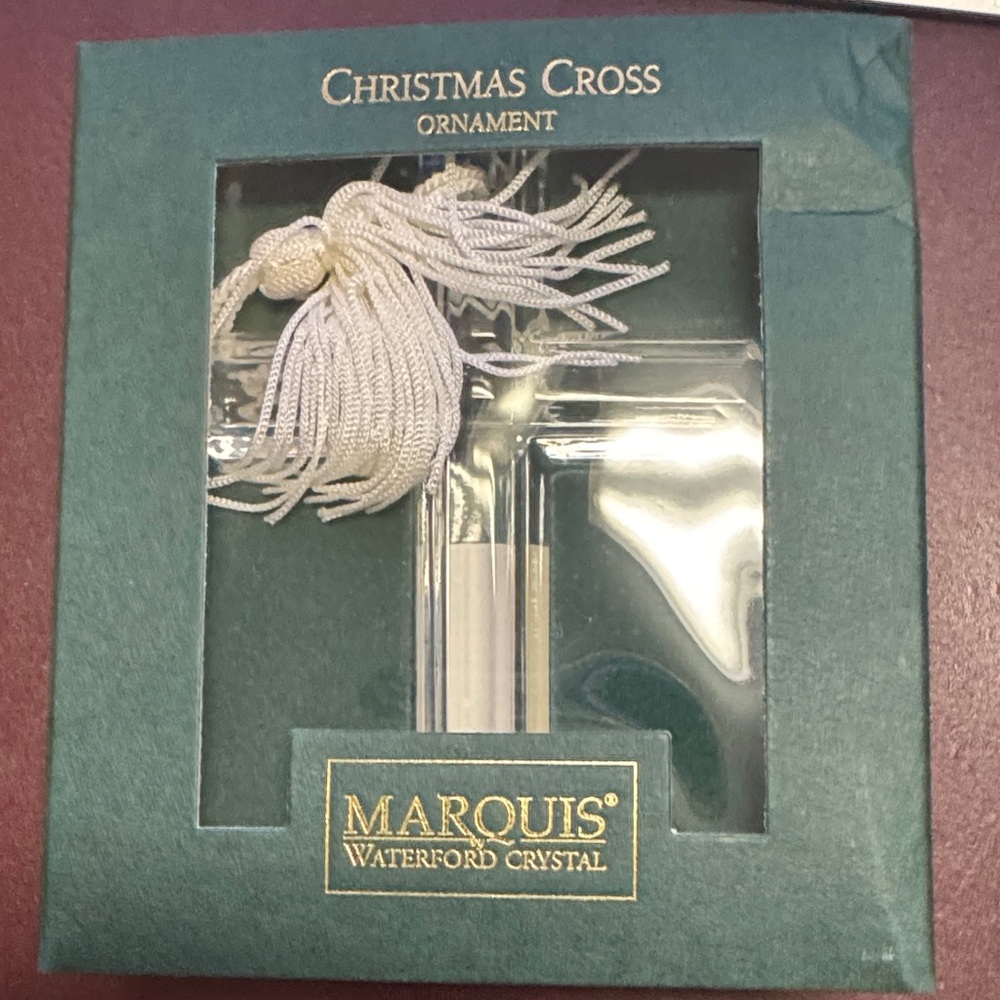 Waterford Crystal Christmas Cross Ornament - Clear and White